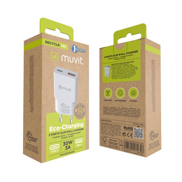 Carregador de Parede Muvit for Change HC-263 Branco 18 W 30 W