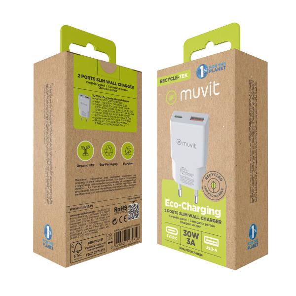 Carregador de Parede Muvit for Change HC-263 Branco 18 W 30 W