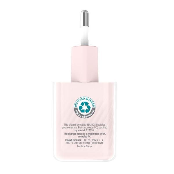 Carregador de Parede + Cabo USB-C Muvit for Change  Glass GaN Cor de Rosa