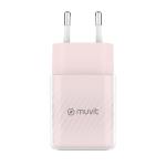 Carregador de Parede + Cabo USB-C Muvit for Change  Glass GaN Cor de Rosa