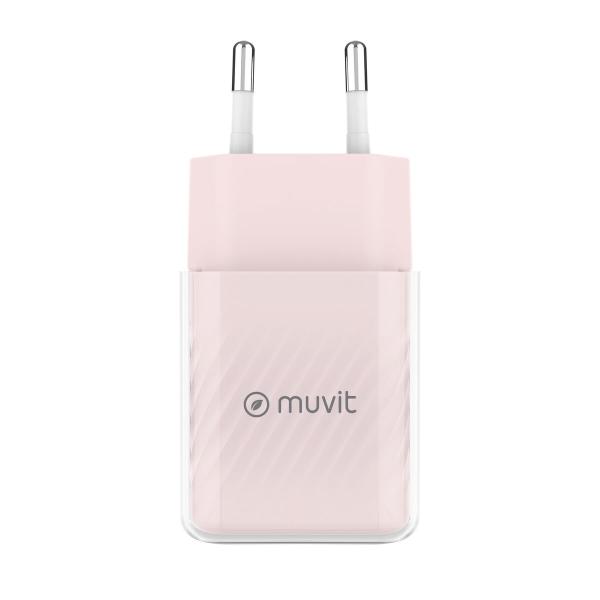 Carregador de Parede + Cabo USB-C Muvit for Change  Glass GaN Cor de Rosa