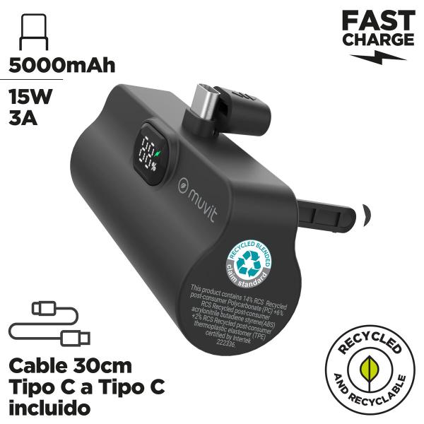 Powerbank Muvit for Change DP53D-R-PD Preto 5000 mAh