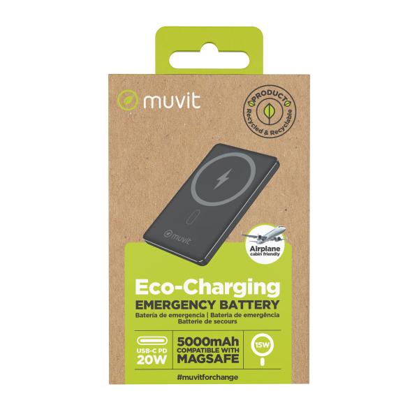 Powerbank Muvit for Change Preto Alumínio 5000 mAh