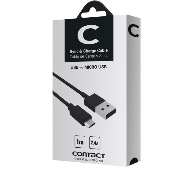 Cabo USB para Micro USB Contact 1 m Preto