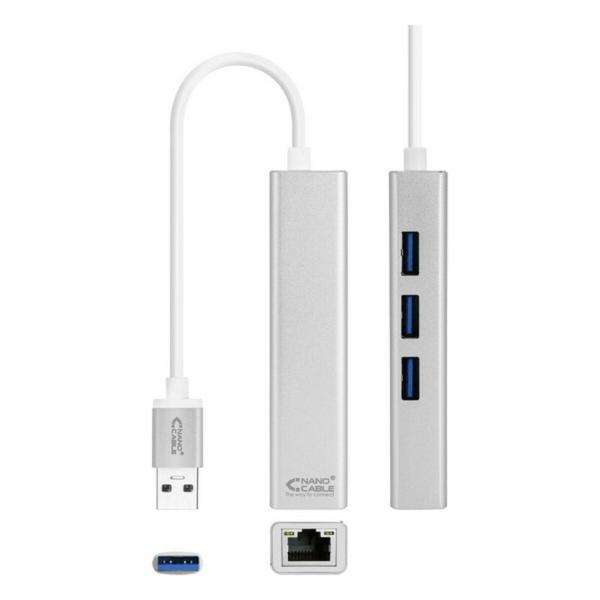 Conversor USB 3.0 para Gigabit Ethernet NANOCABLE 10.03.0403 Prateado