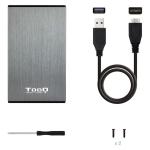 Invólucro de Disco Rígido TooQ TQE-2527G 2,5" SATA USB 3.0 Preto