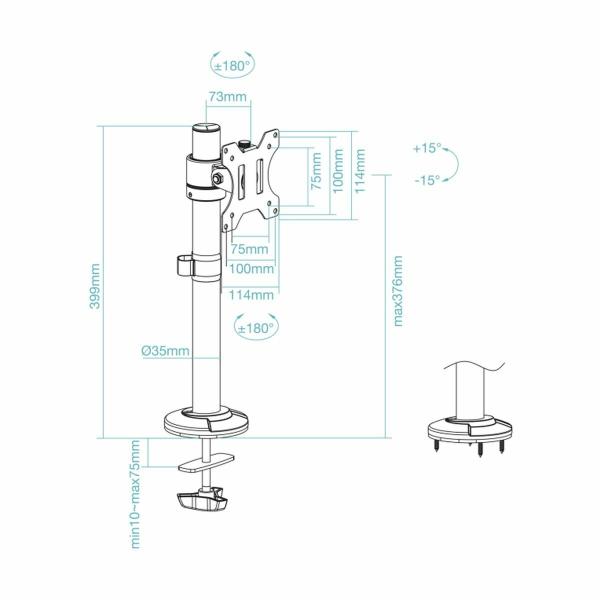 Suporte de Mesa para Ecrã TooQ DB1131TN-B 17" 32" 8 kg