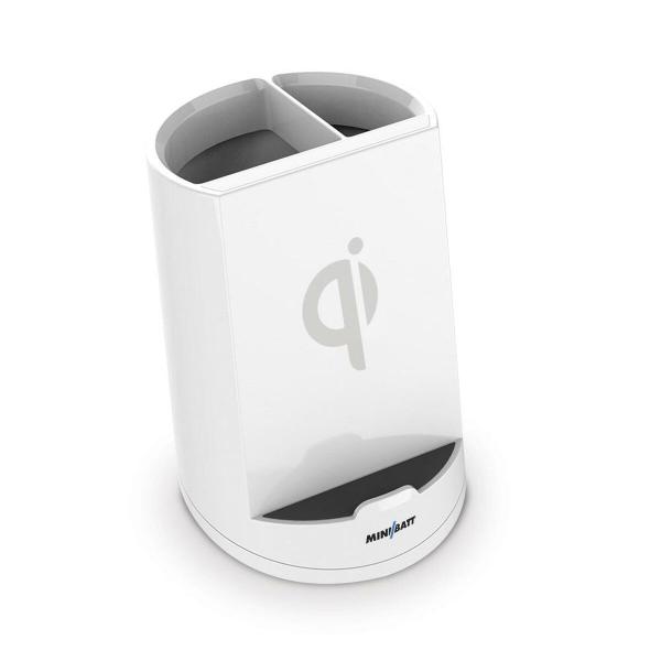 Carregador sem Fios com Suporte para Telemóveis MiniBatt PowerCUP Estojo Branco