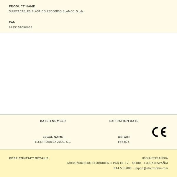 Suporte de cabos F-line Branco Plástico 5 Unidades