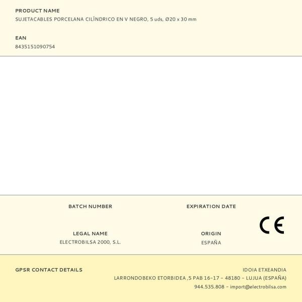 Suporte de cabos F-line Preto Porcelana 5 Unidades