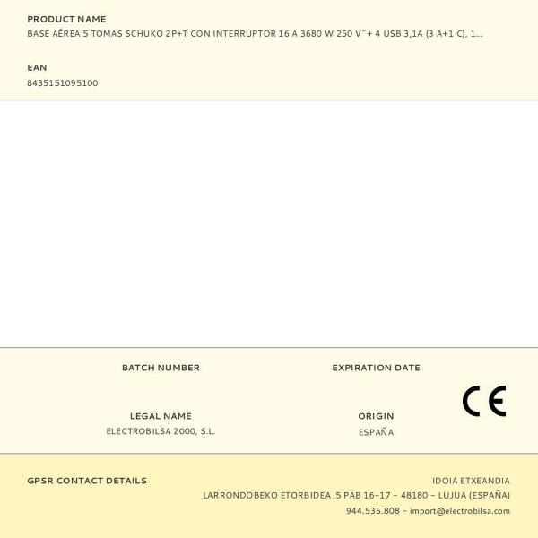 Extensão com 5 Tomadas com Interruptor Fbright Preto 3680 W (1,5 m)