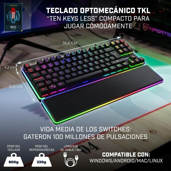 Teclado Newskill NS-KB-GUNGNYR-GAT-RE Qwerty espanhol QWERTY Preto