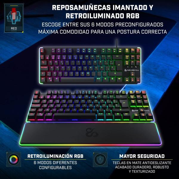 Teclado Newskill NS-KB-GUNGNYR-GAT-RE Qwerty espanhol QWERTY Preto