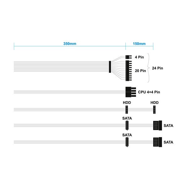 Fonte de Alimentação Aisens ASPC-500ATX-SEO ATX 500 W 50 W
