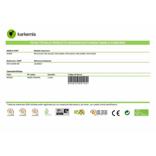Tóner Original Karkemis MX-51GTBA Preto