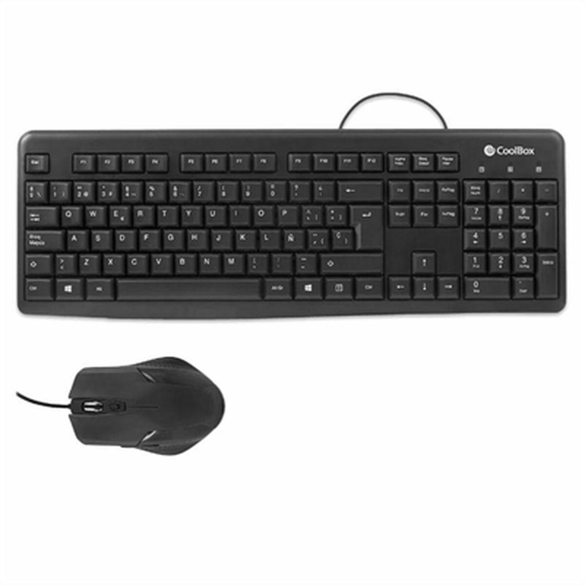 Teclado e Rato CoolBox COO-KTR-01U Preto Qwerty espanhol QWERTY