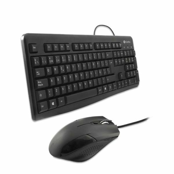 Teclado e Rato CoolBox COO-KTR-01U Preto Qwerty espanhol QWERTY