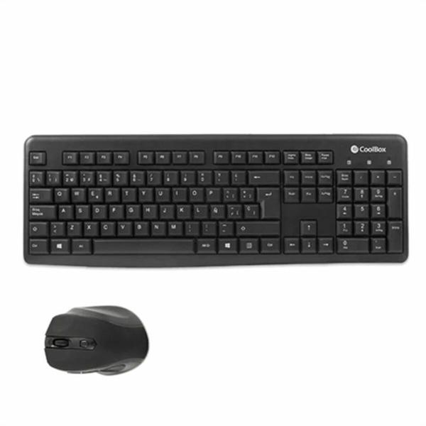 Teclado e Rato CoolBox COO-KTR-02W Qwerty espanhol Sem Fios Preto Espanhol QWERTY