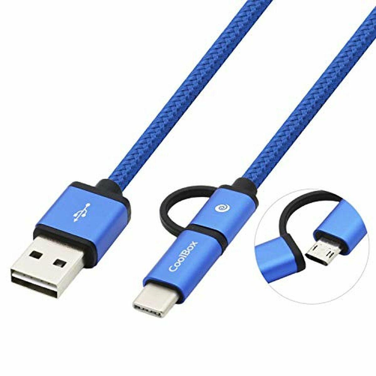 Cabo USB para Micro USB e USB-C CoolBox COO-CAB-U2MC-BL Azul