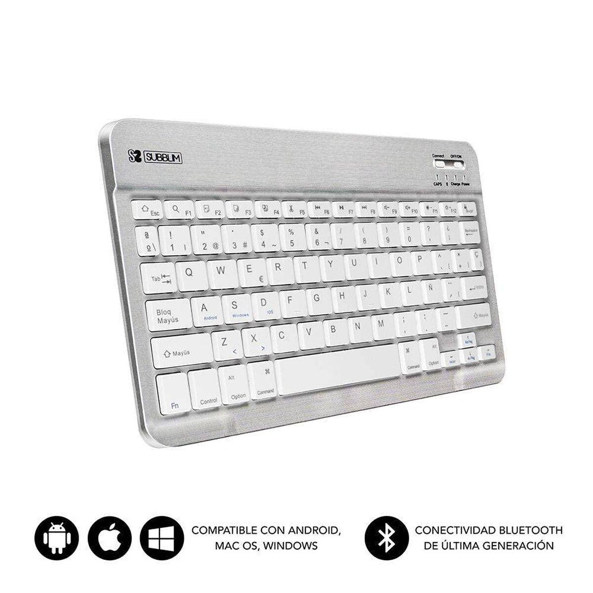 Teclado Bluetooth Subblim SUB-KBT-SM0001 Prateado Qwerty espanhol