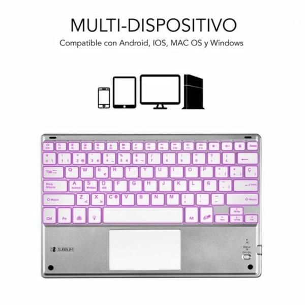Teclado Bluetooth com Suporte para Táblete Subblim SUB-KBT-SMBT50 Prateado Qwerty espanhol QWERTY