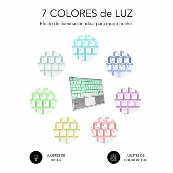 Teclado Bluetooth com Suporte para Táblete Subblim SUB-KBT-SMBT50 Prateado Qwerty espanhol QWERTY