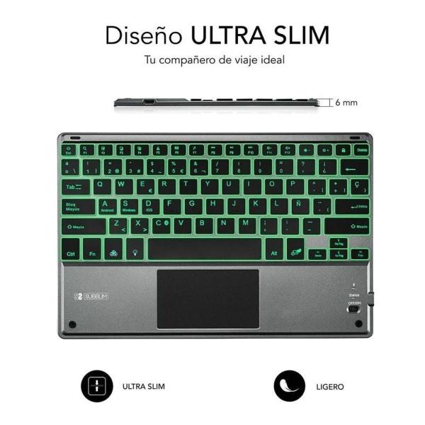 Teclado Bluetooth com Suporte para Táblete Subblim SUB-KBT-SMBT51 Cinzento Multicolor Qwerty espanhol QWERTY
