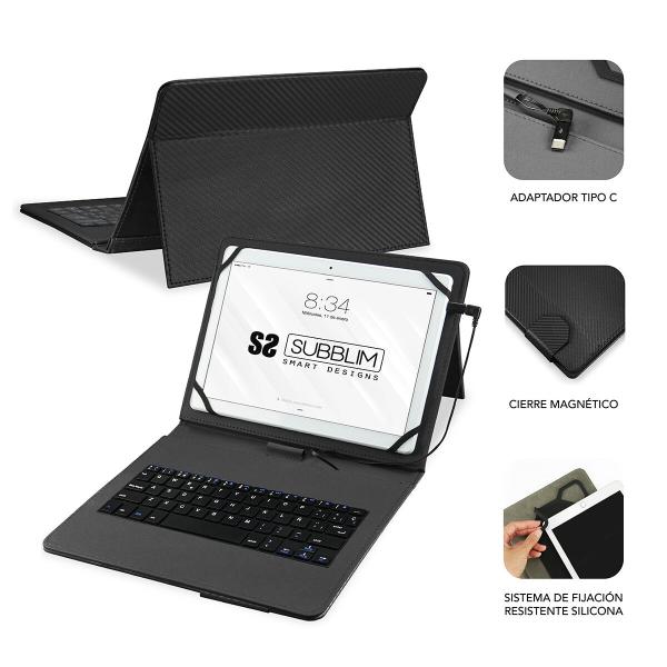 Capa para Tablet e Teclado Subblim SUB-KT1-USB001 Preto Qwerty espanhol