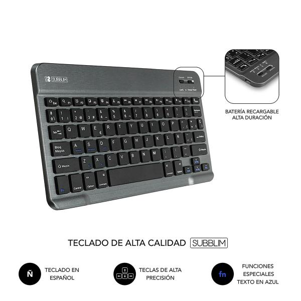 Capa para Tablet e Teclado Subblim SUB-KT2-BT0001 Preto Cinzento Qwerty espanhol