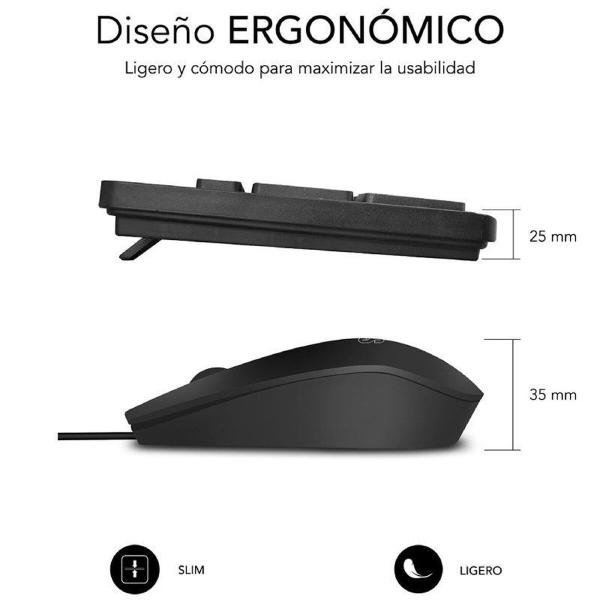 Teclado e Rato Subblim SUBKBC-CSSK01 Preto QWERTY