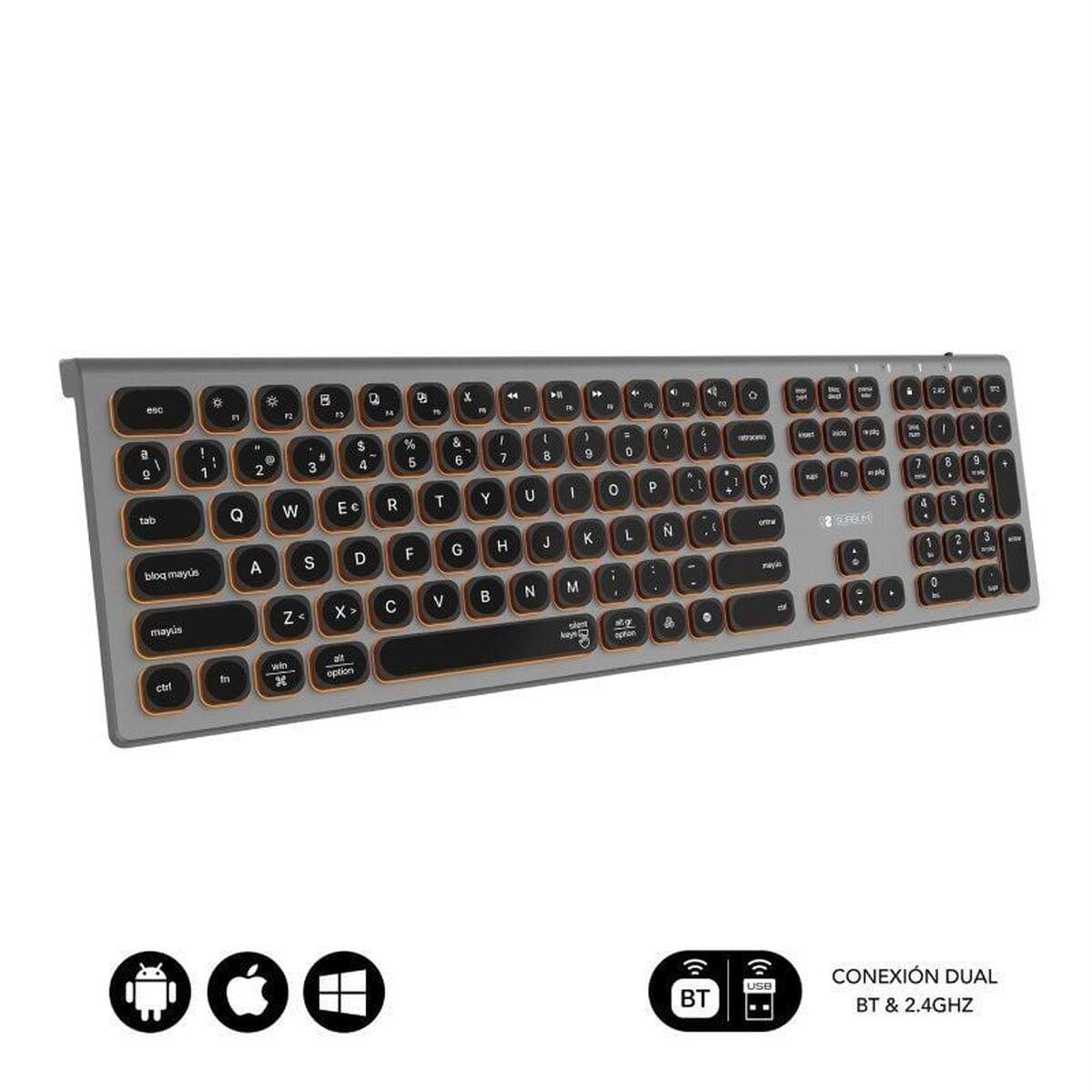 Teclado Bluetooth Subblim SUBKB-3MIE310 Cinzento Qwerty espanhol
