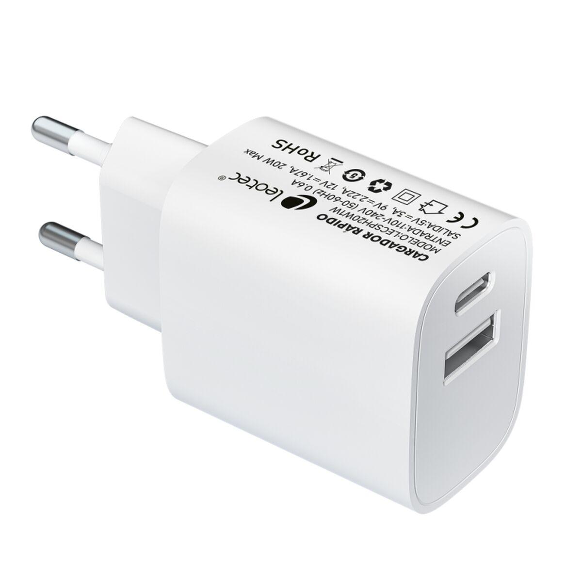 Carregador de Parede LEOTEC LECSPH20W2W Branco 20 W