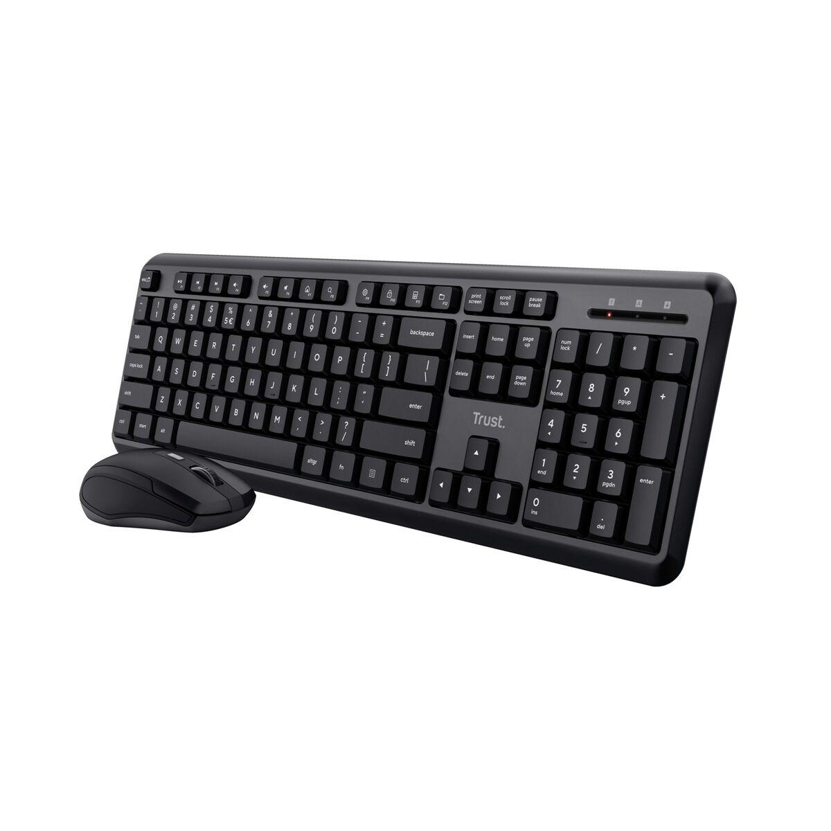 Teclado e Rato sem Fios Trust TKM-350 Preto QWERTY