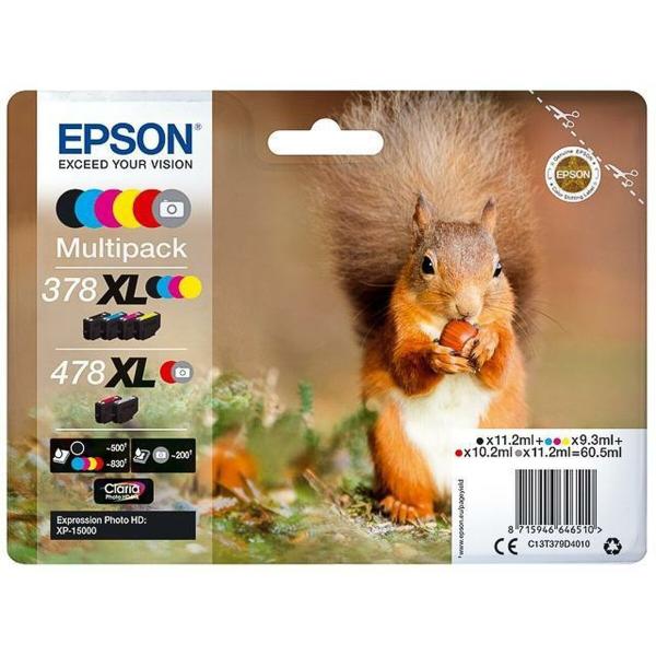 Tinteiro de Tinta Original Epson Multipack 6-colours 378XL / 478XL Claria Photo HD Ink Preto