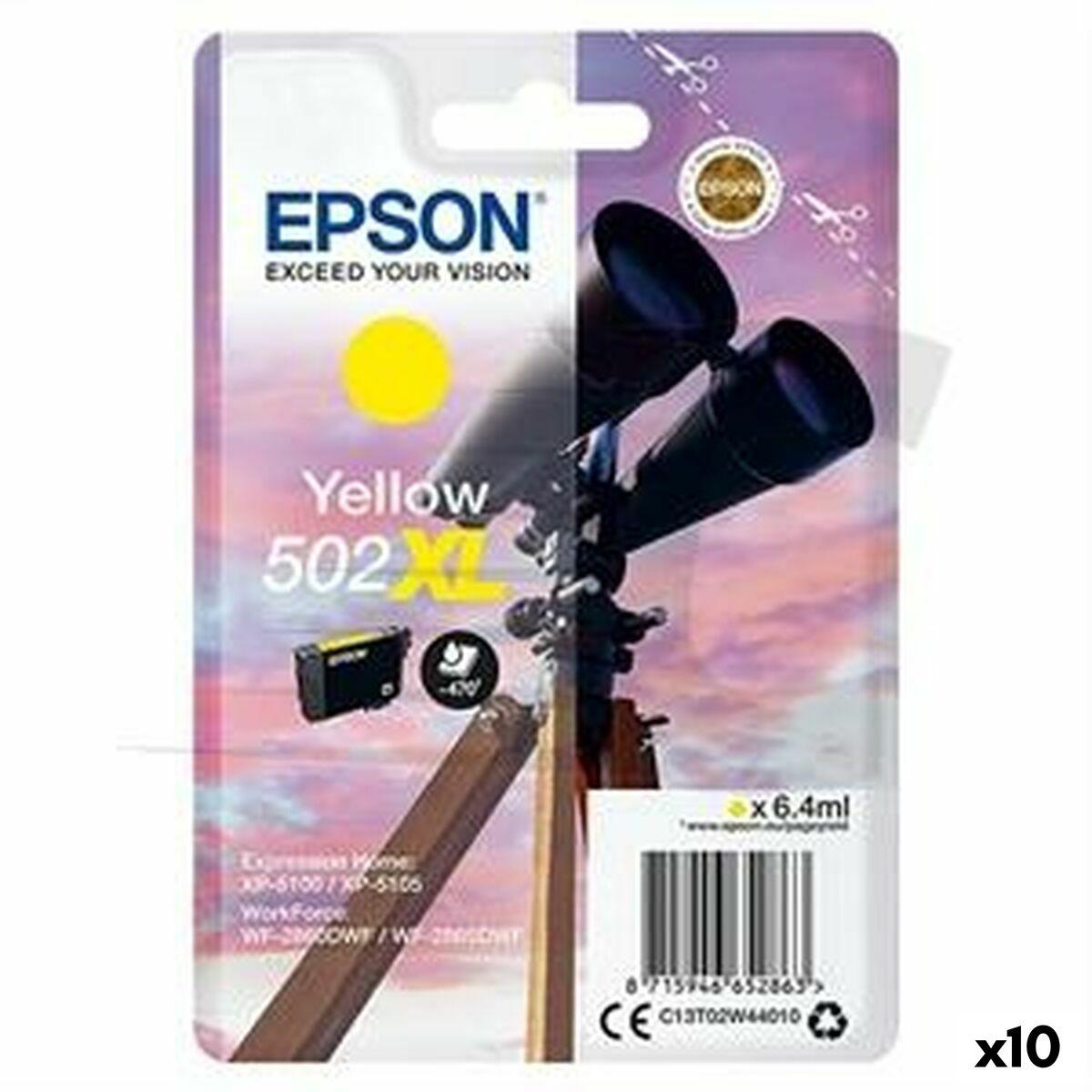 Tinteiro de Tinta Original Epson XP-5100 5105 WF2860DWF 2865DWF Nº 502XL Amarelo (10 Unidades)