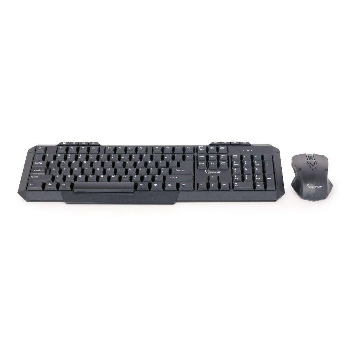 Teclado e Rato GEMBIRD KBS-WM-02 Preto Monocromática QWERTY Qwerty US