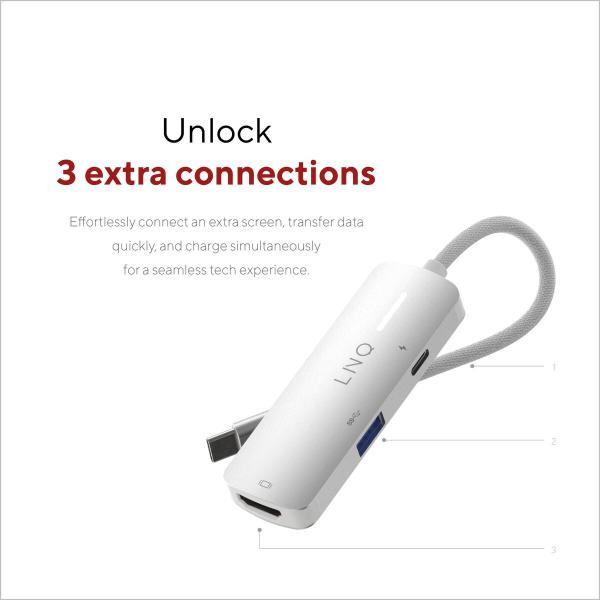 Hub USB Linq Byelements LQ49031 Branco Cinzento