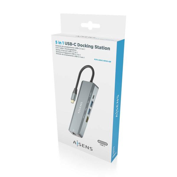 Hub USB Aisens ASUC-5P011-GR Cinzento