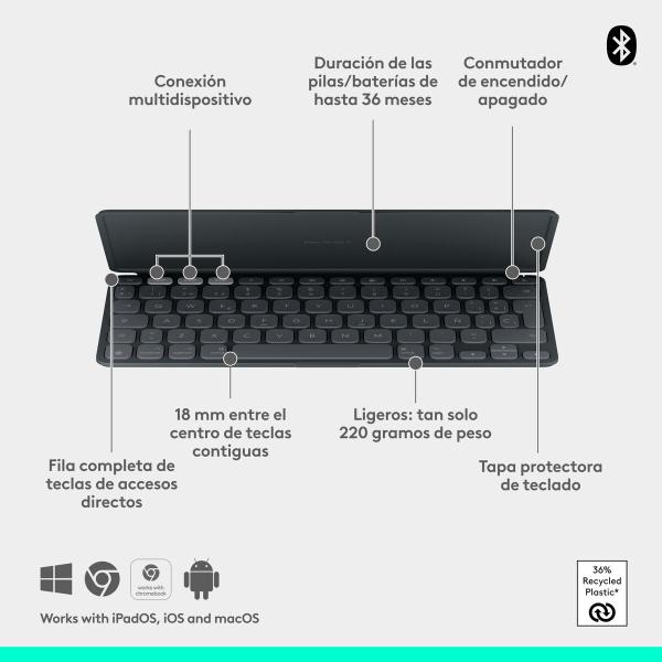Teclado Bluetooth Logitech 920-013010 Grafite