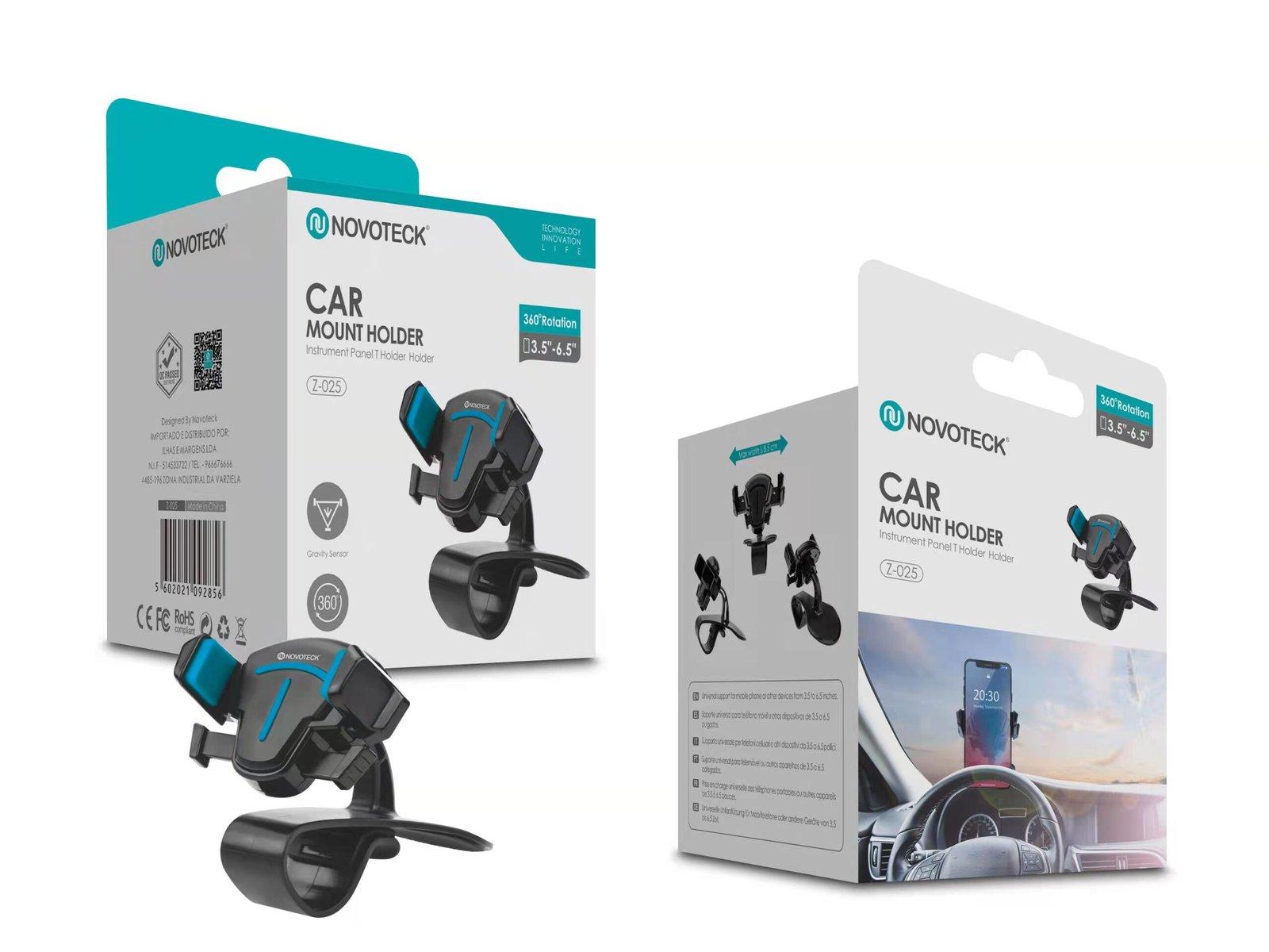 Suporte de Carro Z-025 Rotação 360° para Telemóveis de 3,5'' a 6,5'' - Montagem Flexível