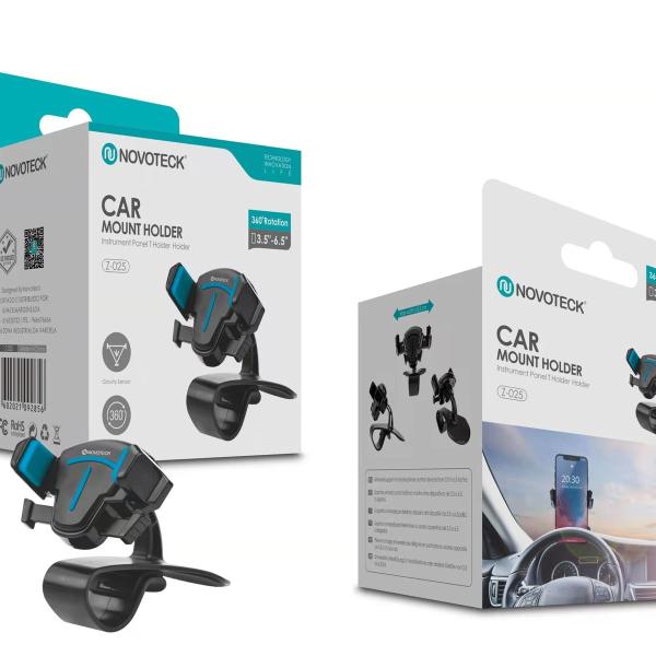 Suporte de Carro Z-025 Rotação 360° para Telemóveis de 3,5'' a 6,5'' - Montagem Flexível