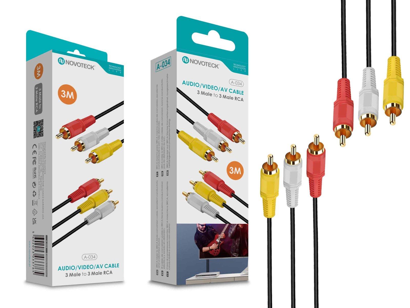 Cabo 3M Rca 3 Macho To Rca 3 Macho NOVOTECK A-034