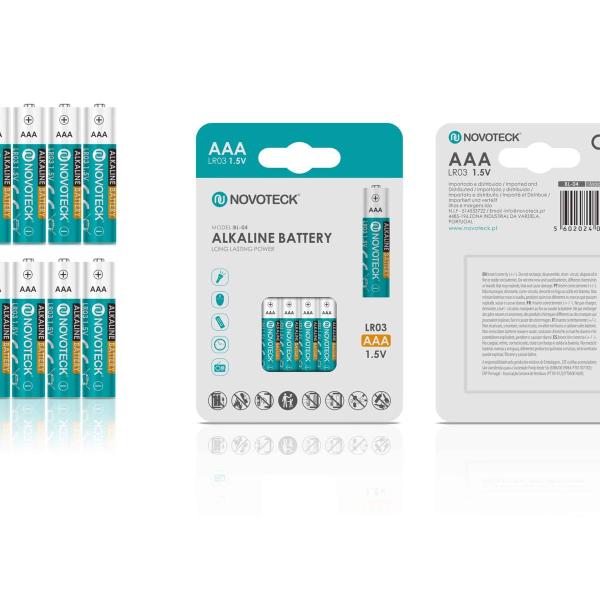 Pilhas Alcalinas AAA LR3 NOVOTECK 1.5V – Longa Duração – Pack com 8 Unidades