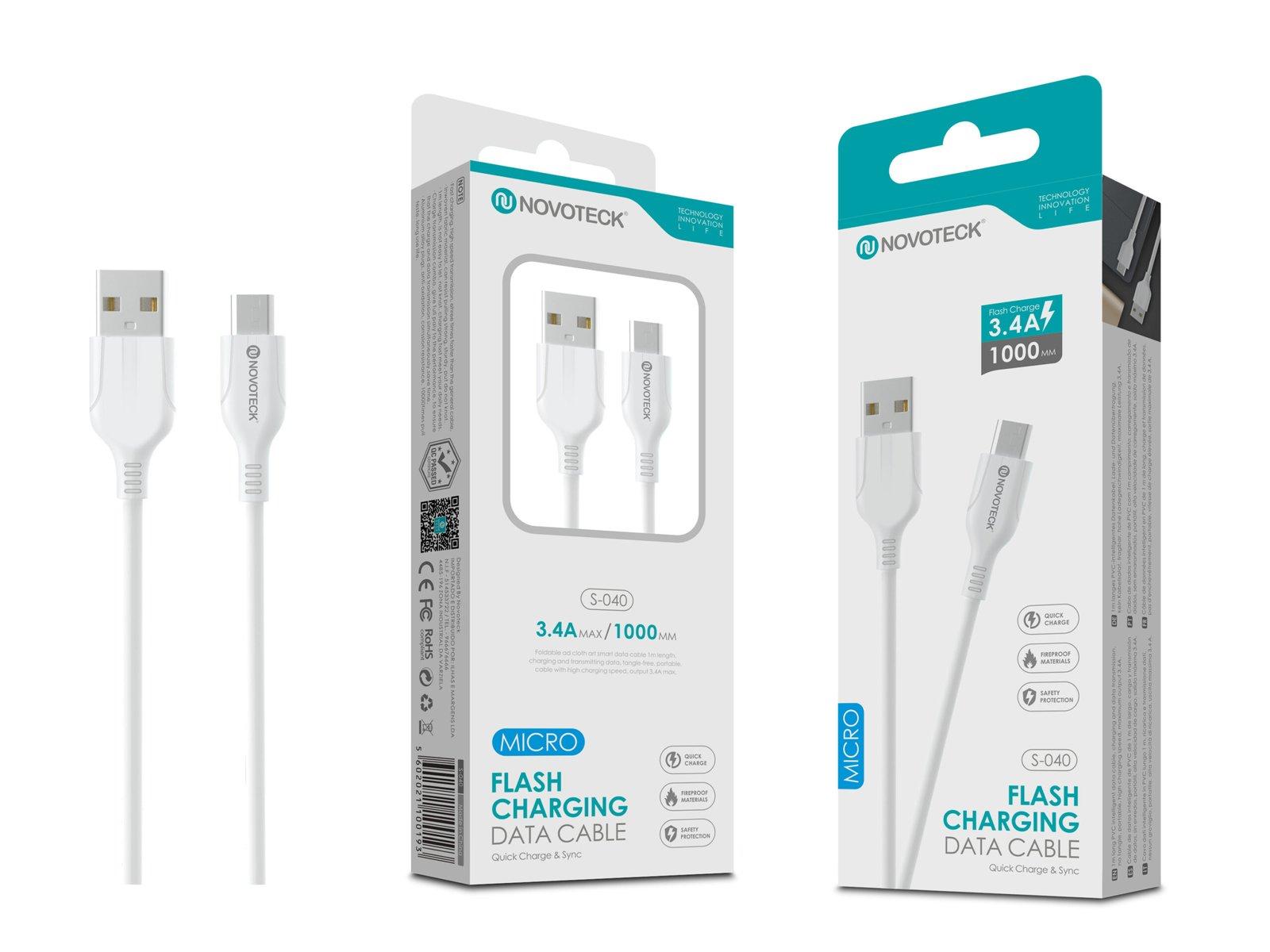 Cabo Micro USB Branco 3.4A 1M S-040