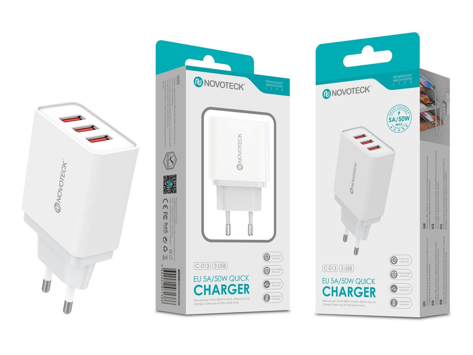 Carregador 5A 3 USB NOVOTECK C-013