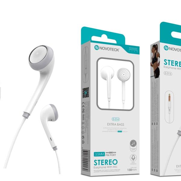 Auriculares Estéreo Branco com Extra Bass E-014