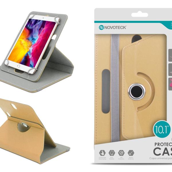 Capa Protetora Universal Dourado para Tablet de 10.1'' - N-005- Confortável, Resistente a Quedas e com Suporte Ajustável