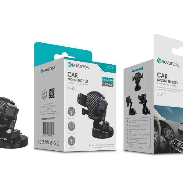 Suporte Universal para Carro Z-021 - Ventosa Forte, Rotação 360°, Compatível com 3.5''-6.5''