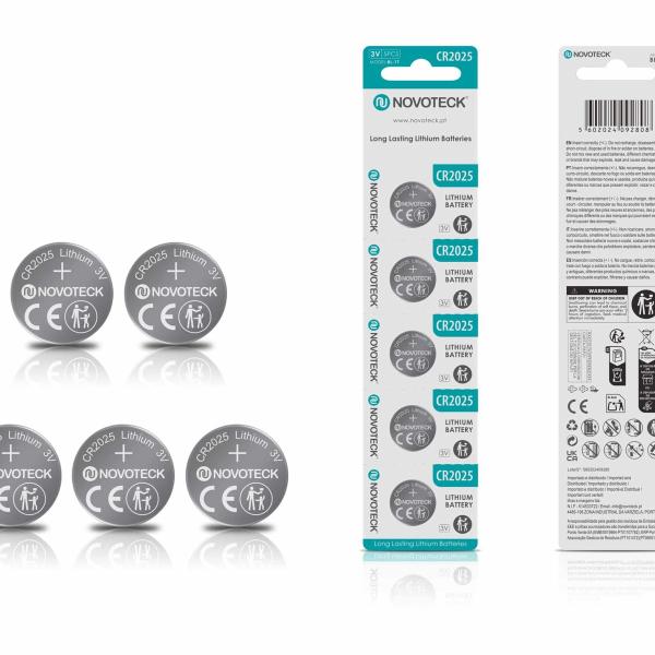 Pilhas de Lítio CR2025 NOVOTECK 3V – Longa Duração – Pack com 5 Unidades BL-17