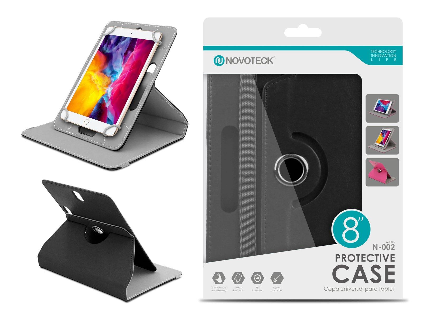 Capa Protetora Universal Negro para Tablet de 8'' - N-002 - Confortável, Resistente a Quedas e com Suporte Ajustável